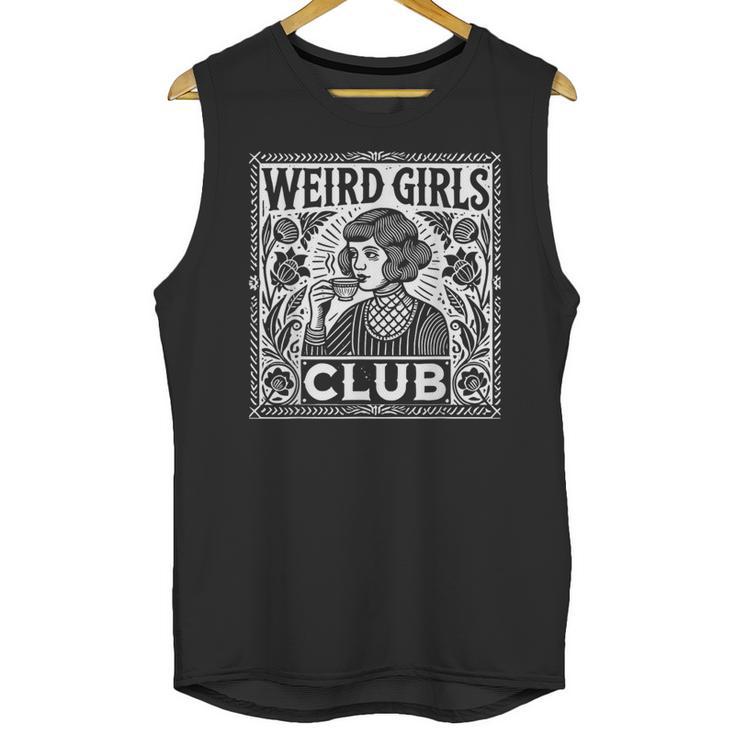 Weird Girls Club Vintage Linocut Retro Introvert Aesthetic Unisex Tank Top