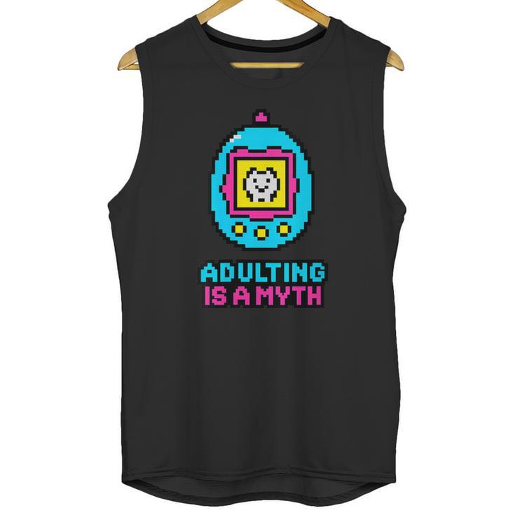 Women's Adulting Is A Myth Retro Pixel Pet Nostalgia Millennials Unisex Tank Top
