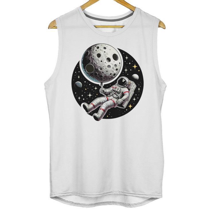 Astronaut Aesthetic Holding Moon Balloon Planets Introvert Unisex Tank Top