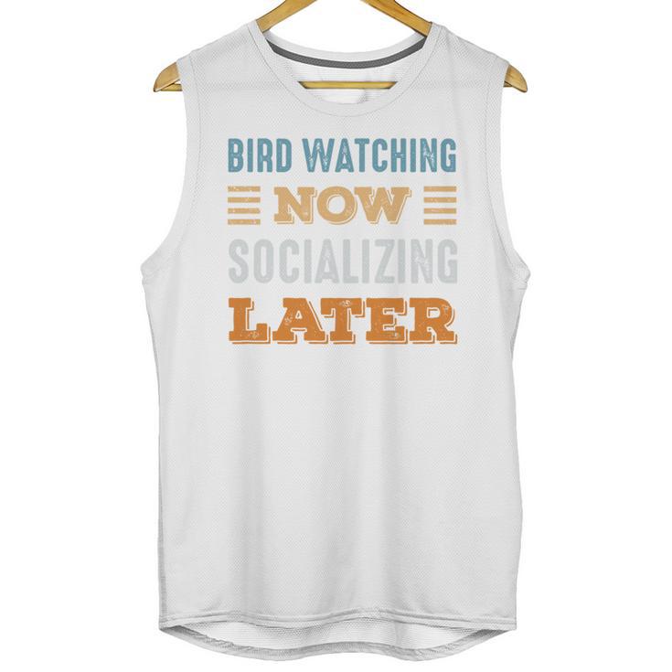 Bird Watching Now Minimal Socializing Introvert Vintage Unisex Tank Top