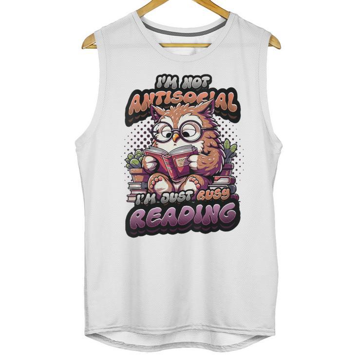 Book Lover Owl Reading Books Introvert Bookworm Unisex Tank Top