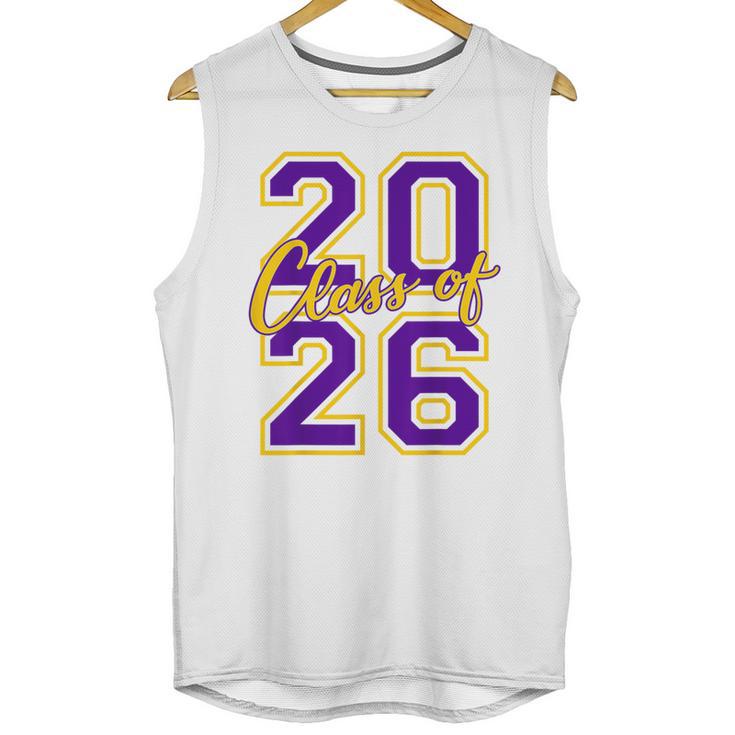Class Of 2026 Graduation Varsity Purple And Yellow Letters Unisex Tank Top