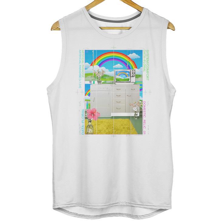 Frutiger Aero Aesthetic Rainbow Glitch Art Premium Tri-Blend Unisex Tank Top