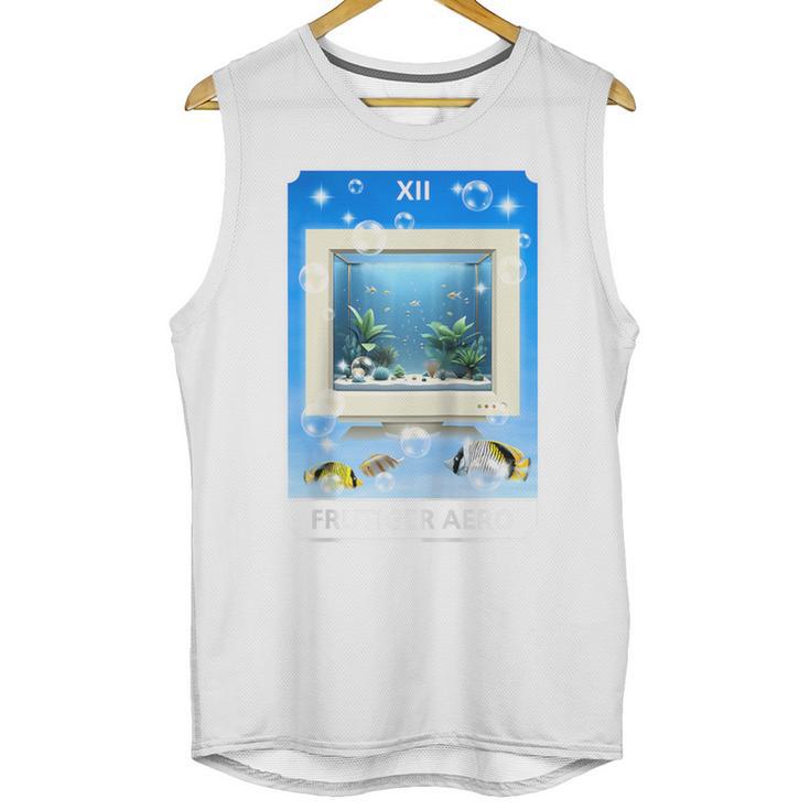 Frutiger Aero Aesthetic Tech Computer Aquarium Tarot Card Raglan Baseball Tee Unisex Tank Top