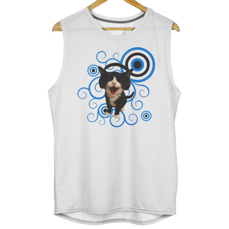 Frutiger Aero Cat Meme Headphone Kitty Cat Lover Unisex Tank Top