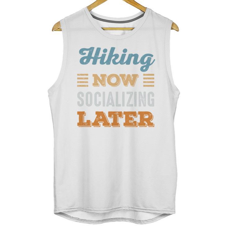 Hiking Now Minimal Socializing Introvert Vintage Unisex Tank Top