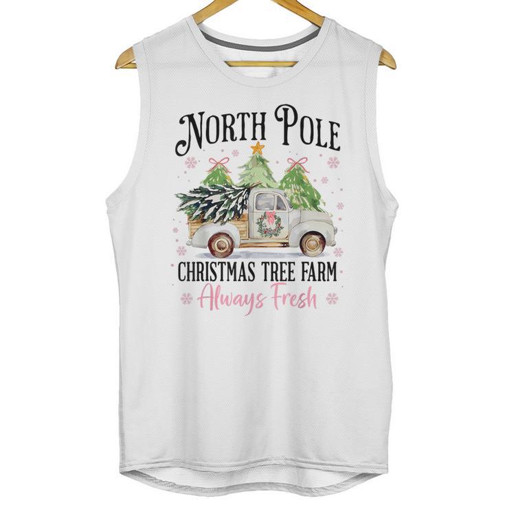 Holiday Scene Nostalgia North Pole Tree Farm Merry Christmas Unisex Tank Top