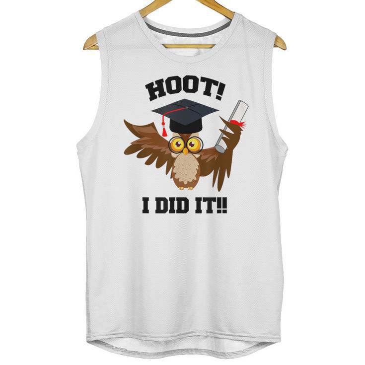 Hoot I Did It Grad Owl Holding Graduation Diploma Congrats Unisex Tank Top