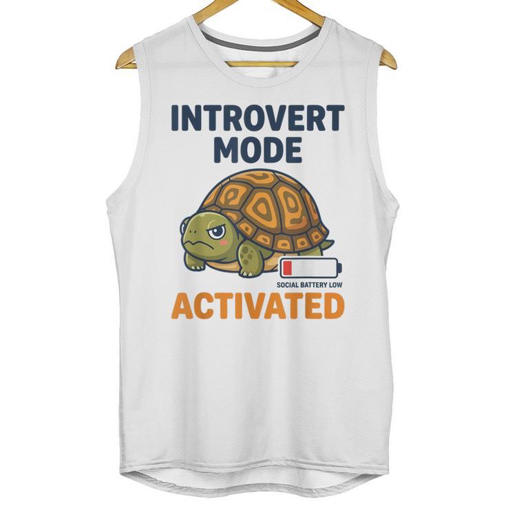 Introvert Mode Activated Low Social Battery Box Turtle Unisex Tank Top