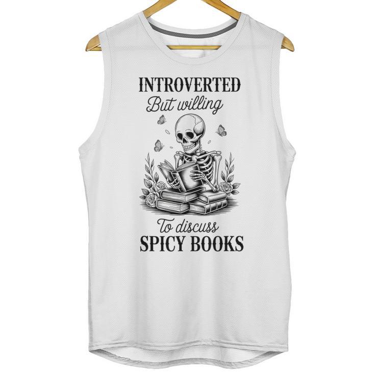 Introvert Read Spicy Books Lover Bookworm Skeleton Reading Unisex Tank Top