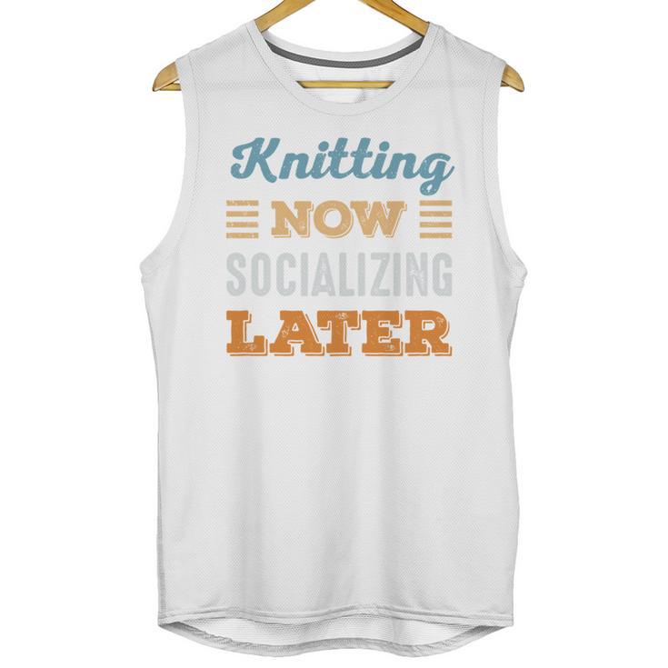 Knitting Now Minimal Socializing Introvert Vintage Unisex Tank Top