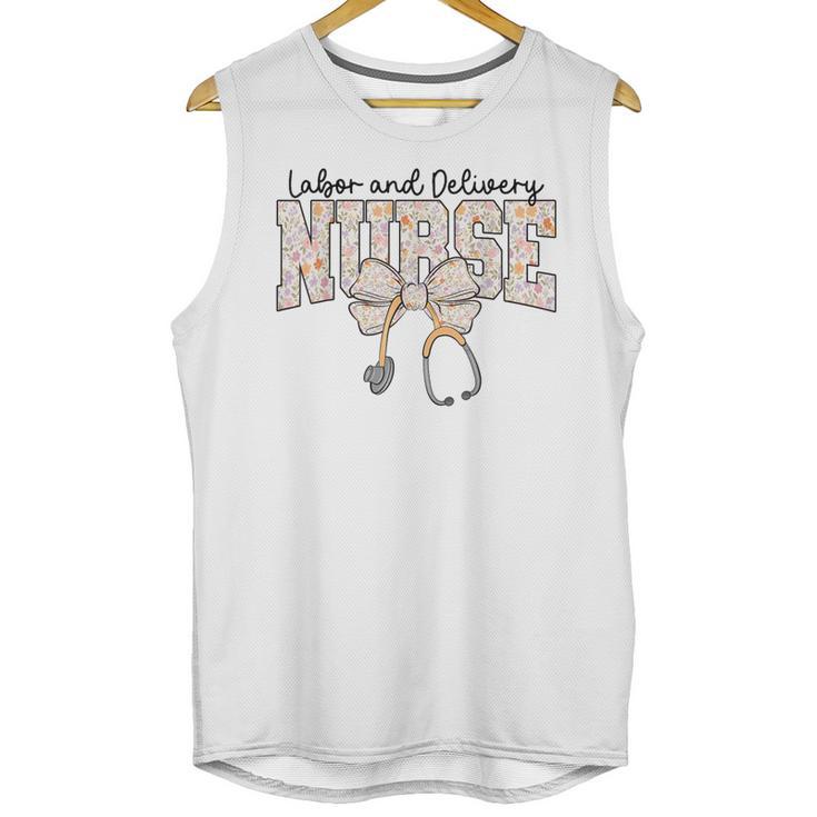 Labor And Delivery Nurse Stethoscope Coquette Bow Graduation Unisex Tank Top