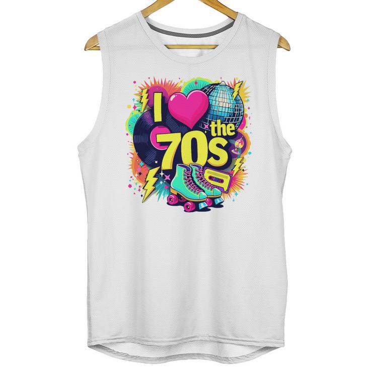 I Love The 70s Retro Cassette Roller Vinyl Nostalgia Vibes Premium Tri-Blend Unisex Tank Top
