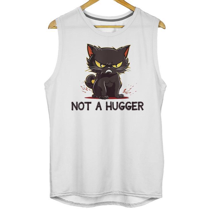 Not A Hugger Tee Angry Cat Sarcastic Cute Introvert Unisex Tank Top