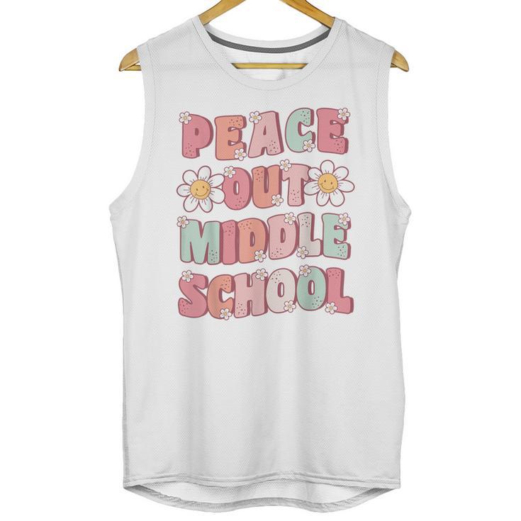 Peace Out Middle School Graduation Groovy Last Day Of School Unisex Tank Top
