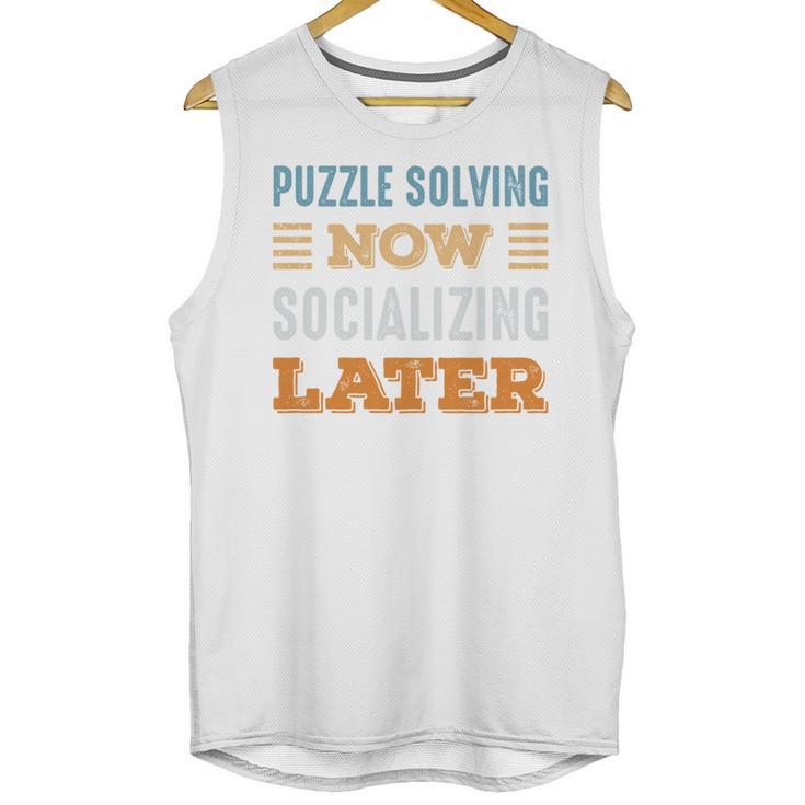 Puzzle Solving Now Minimal Socializing Introvert Vintage Unisex Tank Top