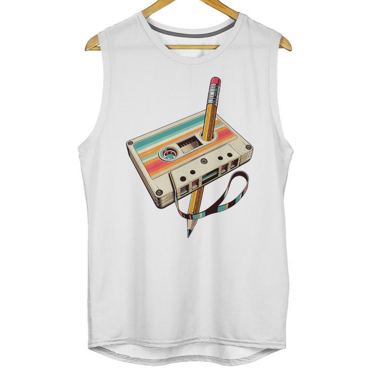 Retro Cassette Tape & Pencil Rewind Nostalgia Party 80s 90s Premium Unisex Tank Top