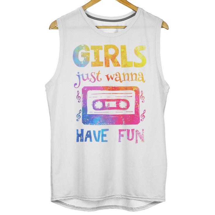 Retro Girls Just Wanna Have Fun Nostalgia 1980s 80's Premium Tri-Blend Unisex Tank Top