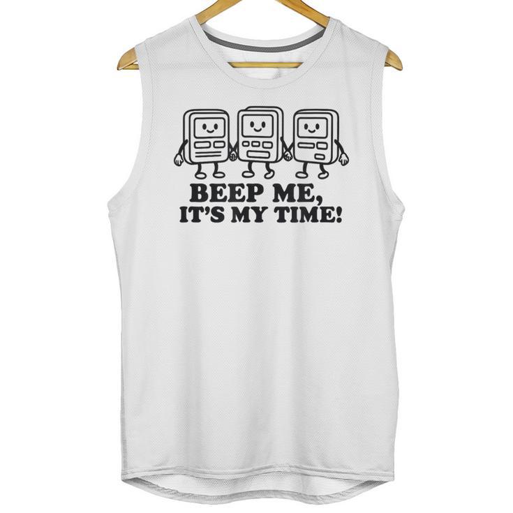 Retro Pager Squad Minimalist Monochrome Cartoon Nostalgia Unisex Tank Top