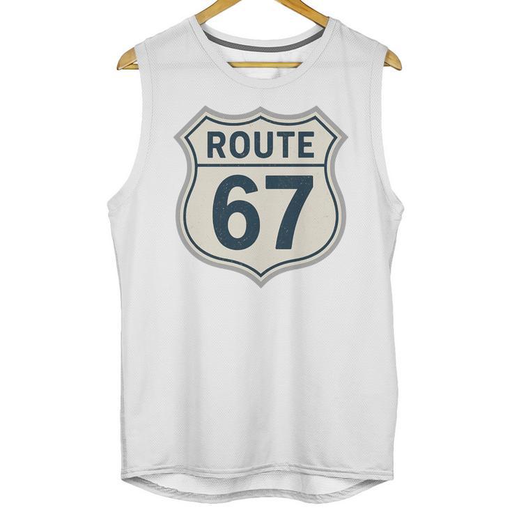 Retro Route 67 Highway Sign Vintage Road Nostalgia Premium Tri-Blend Unisex Tank Top