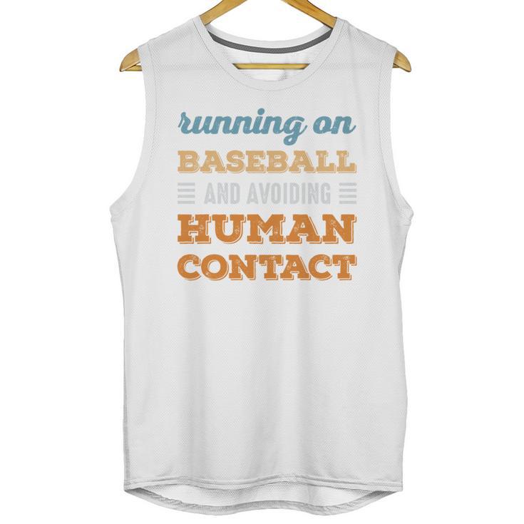 Running On Baseball Social Introvert Humor Vintage Unisex Tank Top