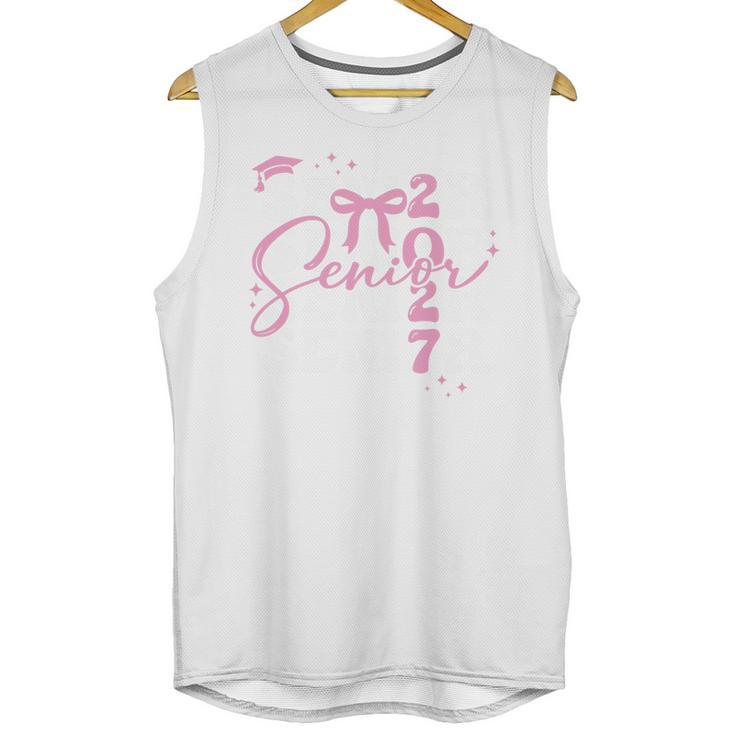 Senior 2027 Class Of 2027 Coquette Pink Bow Graduation 2027 Premium Tri-Blend Unisex Tank Top