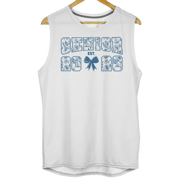 Senior 26 Graduation Class Of 2026 Bow Blue Toile Floral Unisex Tank Top