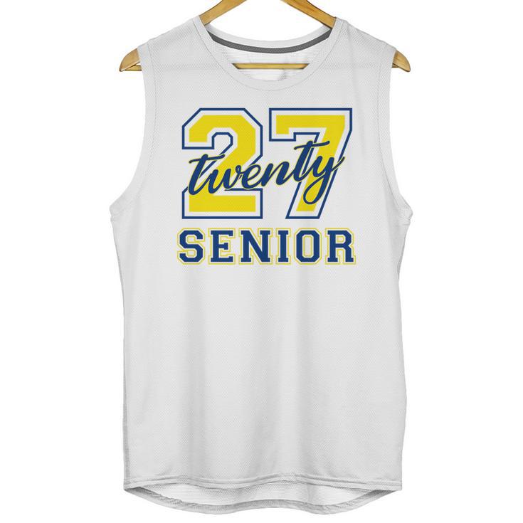 Senior Class Of 2027 Graduation Yellow And Blue On The Back Premium Tri-Blend Unisex Tank Top