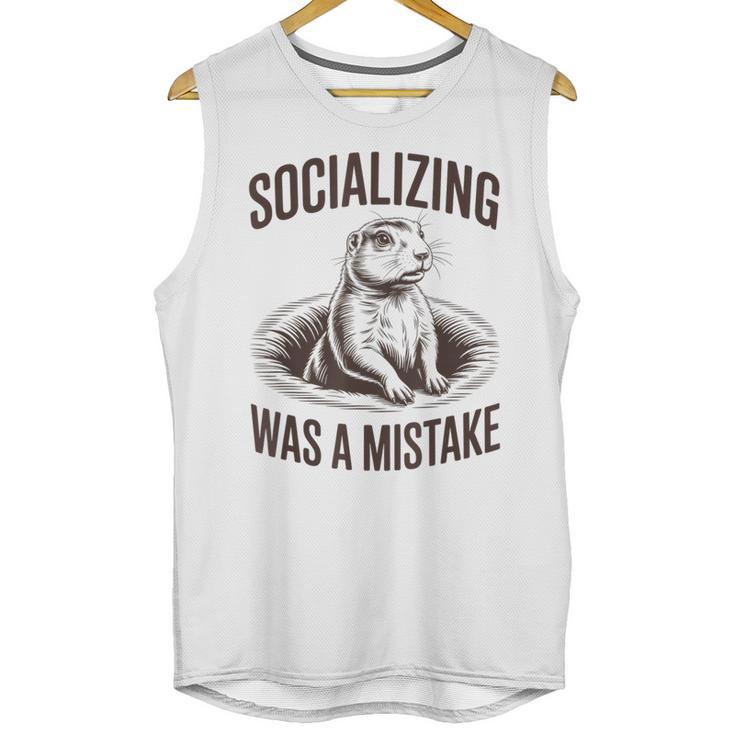 Socializing Was a Mistake Prairie Dog Introverts Humor Unisex Tank Top