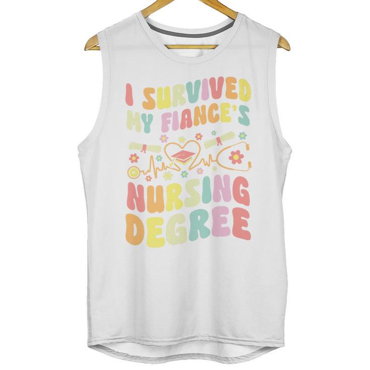 i Survived My Fiance's Nursing Degree Graduation Groovy Premium Unisex Tank Top