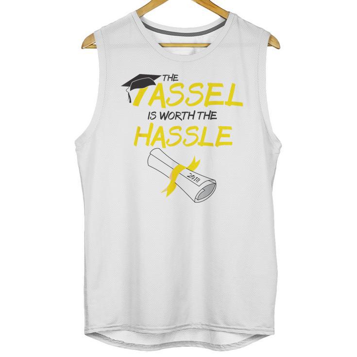 Tassel Worth The Hassle 2018 Graduation Quote Ylw Unisex Tank Top