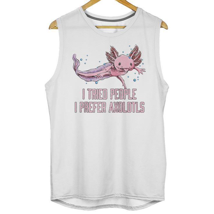 I Tried People I Prefer Axolotl Salamander Introvert Raglan Baseball Tee Unisex Tank Top
