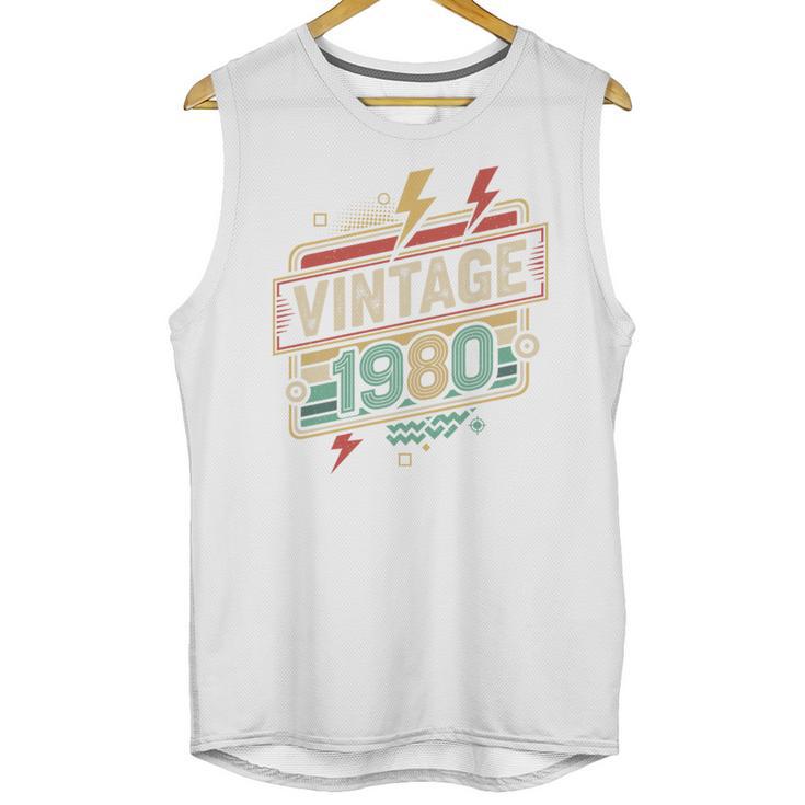 Vintage 1980 Retro Badge Decade Nostalgia Graphic Emblem Premium Tri-Blend Unisex Tank Top