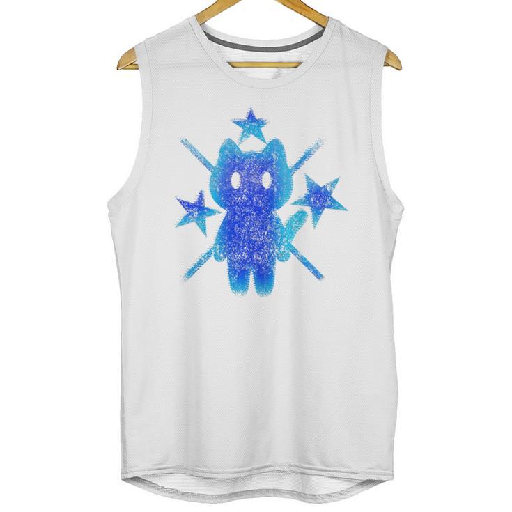 Yk2 Grunge Earthy Blue Cat With Stars Tomboy 90s Nostalgia Premium Tri-Blend Unisex Tank Top