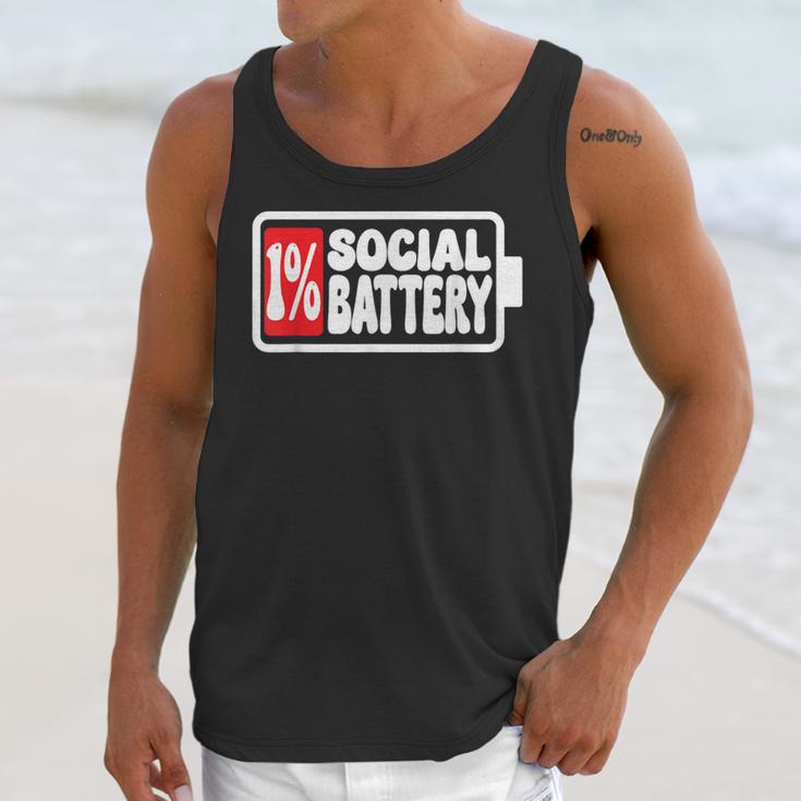 1 Social Battery Sarcastic Introverted Men Women Unisex Tank Top