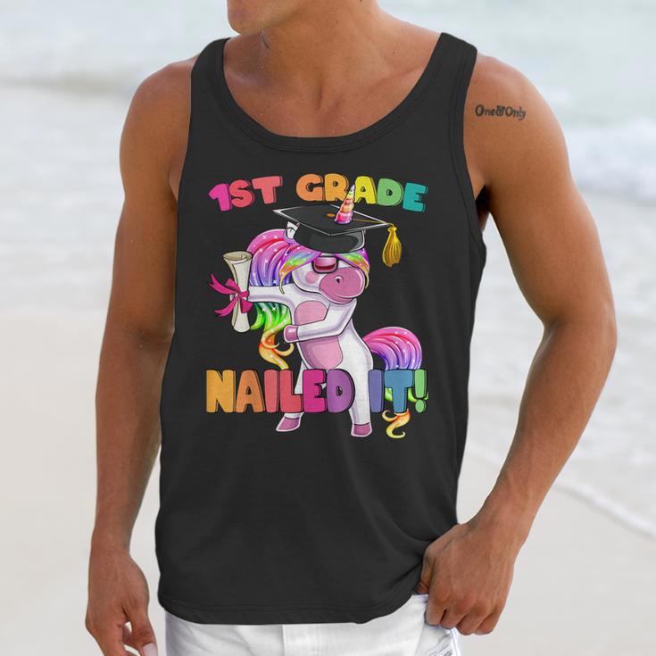 1st Grade Nailed It Flossing Unicorn Graduation Shirt Unisex Tank Top