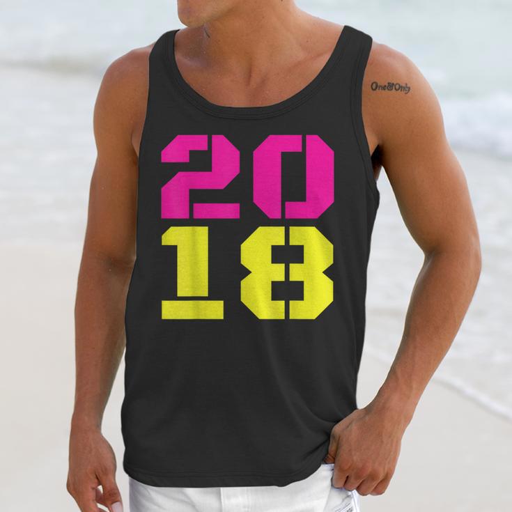 2018 Big Neon Numbers For The New Year Or Graduation Unisex Tank Top