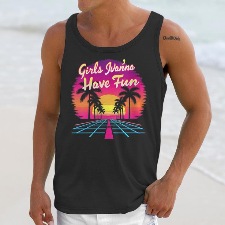 80s Fashion Girls Just Wanna Have Fun 1980s Nostalgia Unisex Tank Top