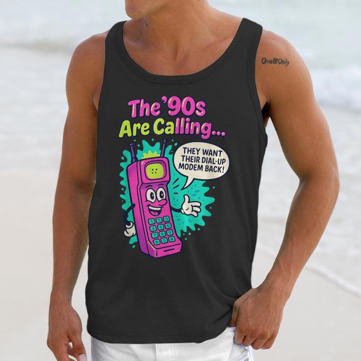 The 90s Are Calling Retro 90s Kid Nostalgia Gag Meme Unisex Tank Top