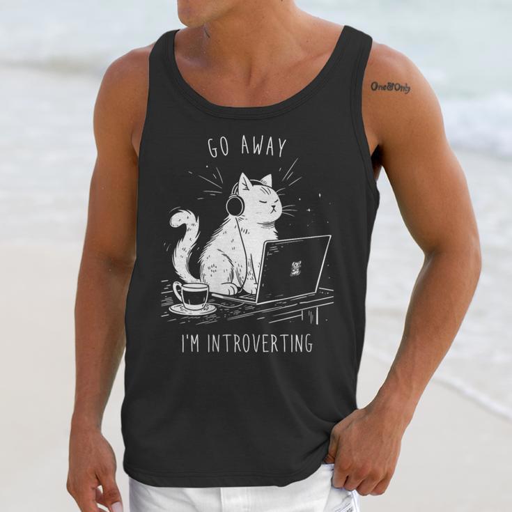 Antisocial Introvert Cat With Coffee On Computer Emo Goth Unisex Tank Top Antisocial Introvert Cat With Coffee On Computer Emo Goth Unisex Tank Top