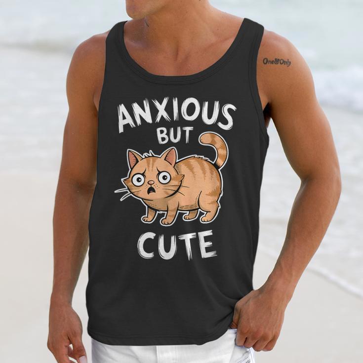 Anxious But Cute Anxiety Meme Cat Lover Introvert For Men Women Unisex Tank Top Anxious But Cute Anxiety Meme Cat Lover Introvert For Men Women Unisex Tank Top