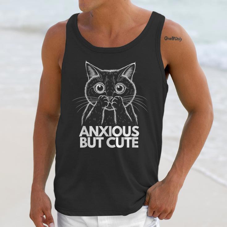 Anxious But Cute Anxiety Meme Cat Lover Introvert Unisex Tank Top Anxious But Cute Anxiety Meme Cat Lover Introvert Unisex Tank Top