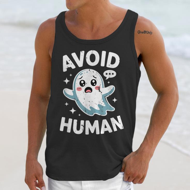 Avoid Humans Cute Kawaii Pastel Ghost Introvert Saying Unisex Tank Top Avoid Humans Cute Kawaii Pastel Ghost Introvert Saying Unisex Tank Top