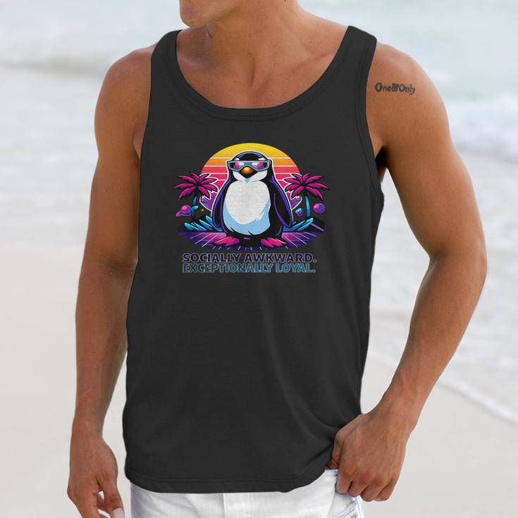 Awkward But Loyal Penguin Synthwave Vapowave Introvert Unisex Tank Top Awkward But Loyal Penguin Synthwave Vapowave Introvert Unisex Tank Top