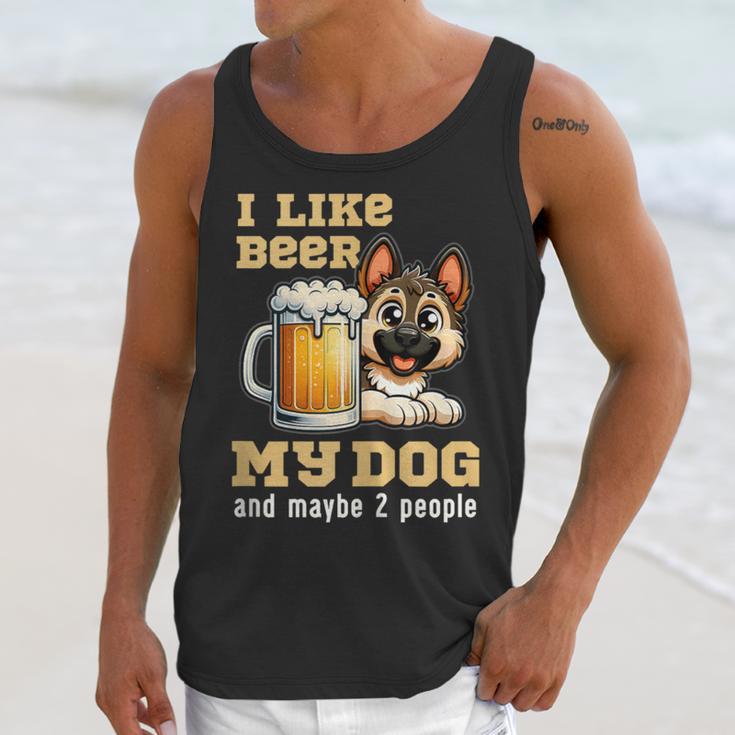 I Like Beer My Dog And Maybe 2 People Introvert Pun Unisex Tank Top