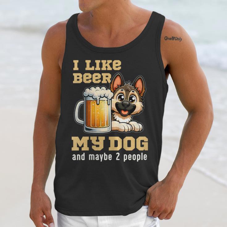 I Like Beer My Dog And Maybe 2 People Introvert Pun Unisex Tank Top