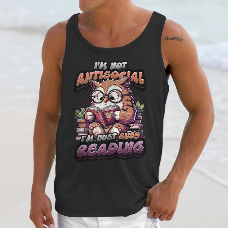 Book Lover Owl Reading Books Introvert Bookworm Unisex Tank Top