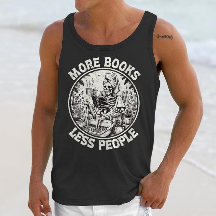 More Books Less People Introvert Skeleton Reading Unisex Tank Top More Books Less People Introvert Skeleton Reading Unisex Tank Top
