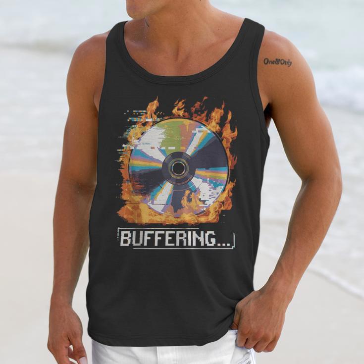 Buffering Glitched CD On Fire 2000s Nostalgia Unisex Tank Top