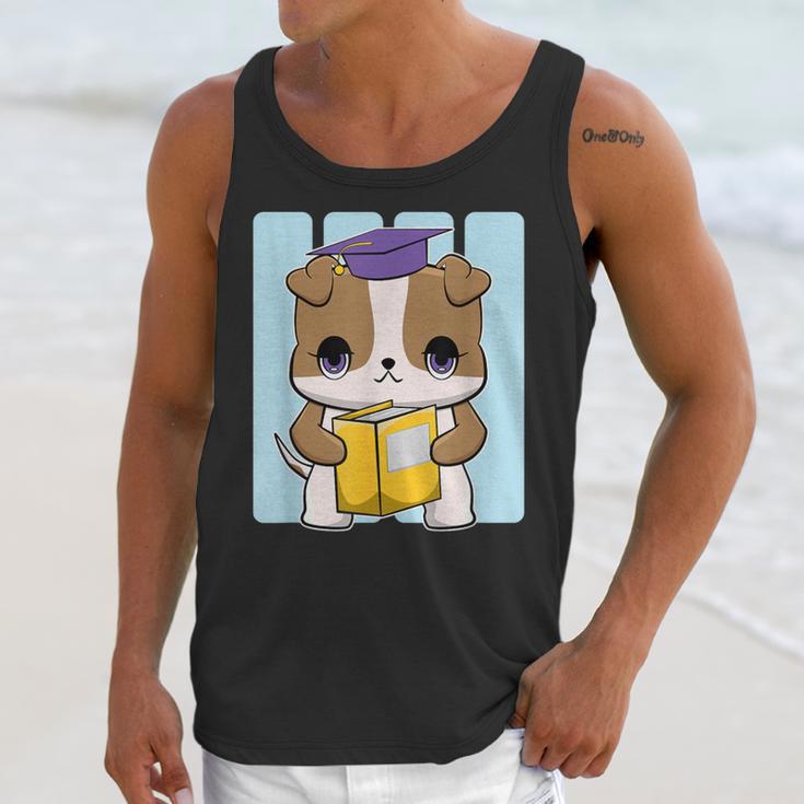 Bulldog Anime Pup Graduation Unisex Tank Top
